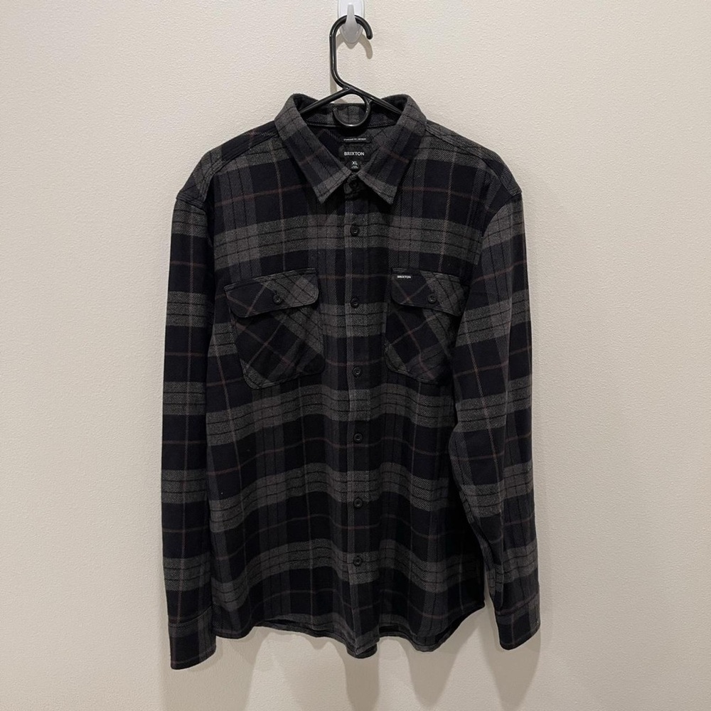 Brixton Black & Charcoal Plaid Button-Down Shirt